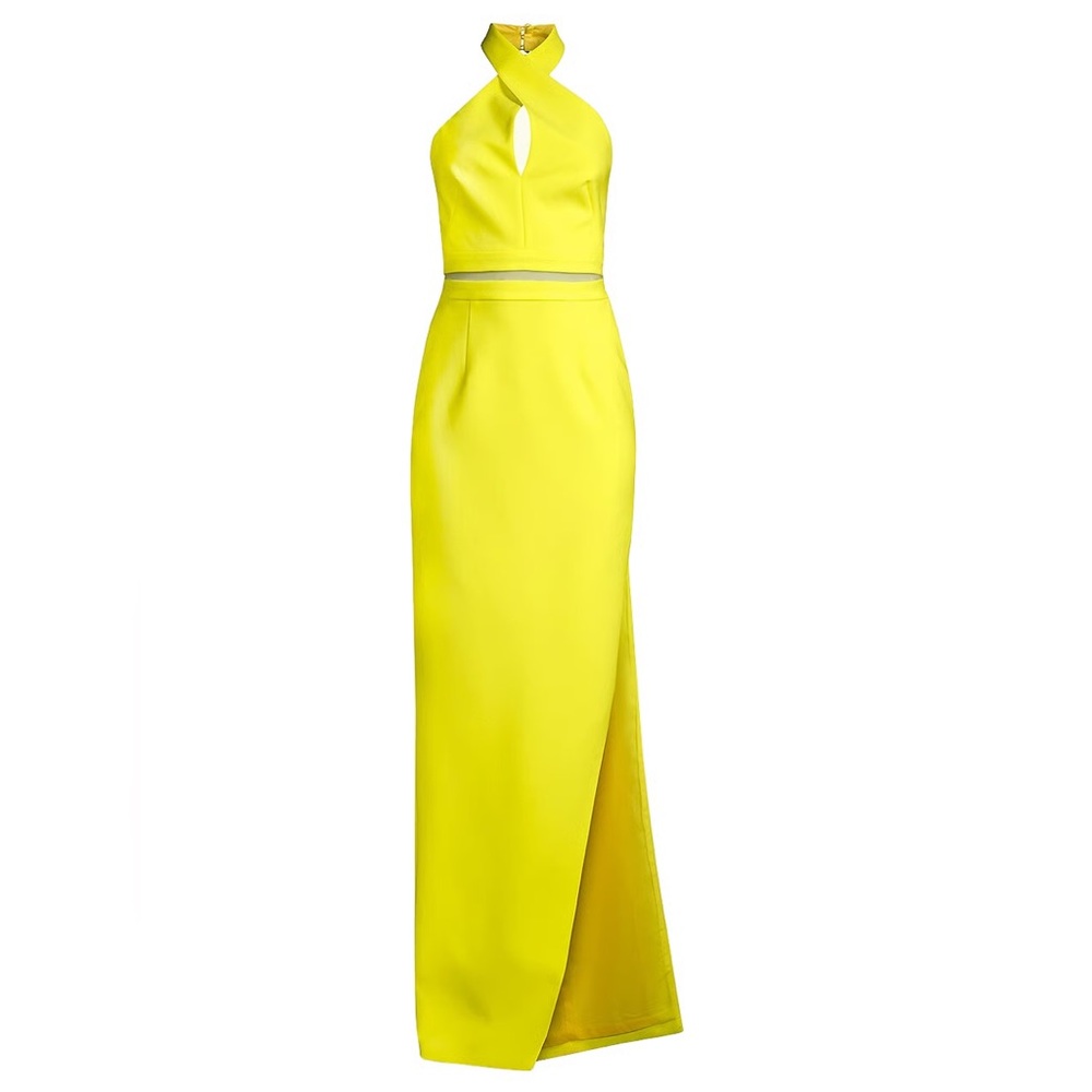 TOCCIN Emma Halter-neck Column Gown In Lemon Color Dress